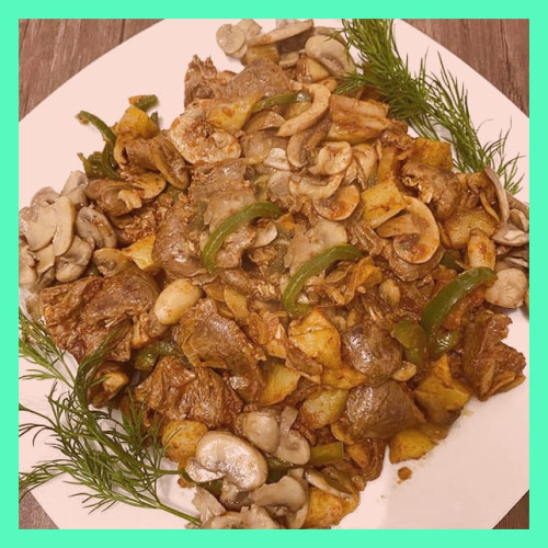 نکات و دستور پخت خوراک دل مرغ ساده با سیب زمینی و طعم بسیار عالی