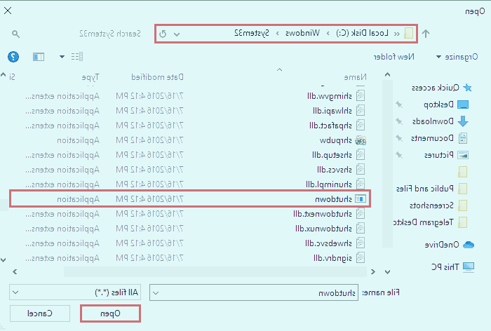 فایل shutdown