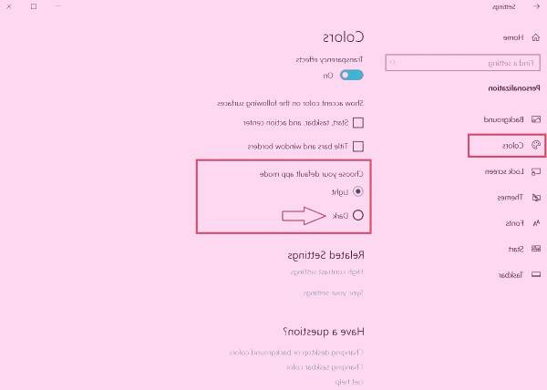 فعال کردن حالت سیاه ویندوز