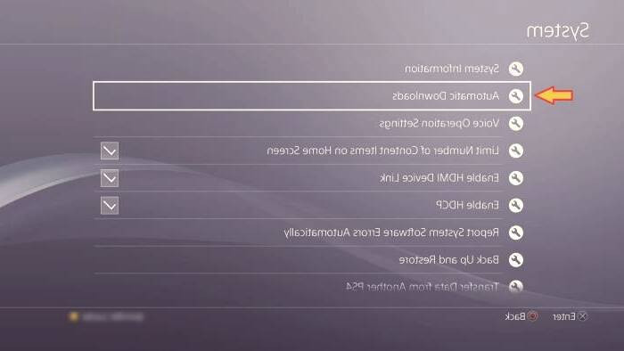 بر روی گزینه Automatic Downloads کلیک کنید آدیت خودکار ps4