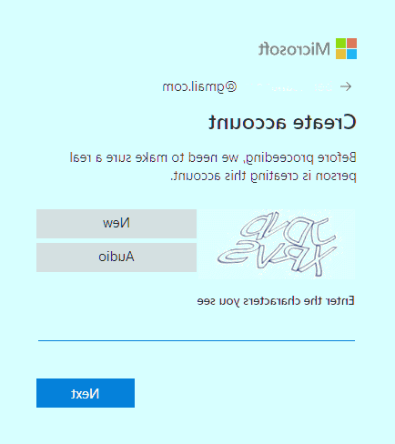 کد امنیتی را به شکل توضیح داده شده وارد کنید اکانت مایکروسافت