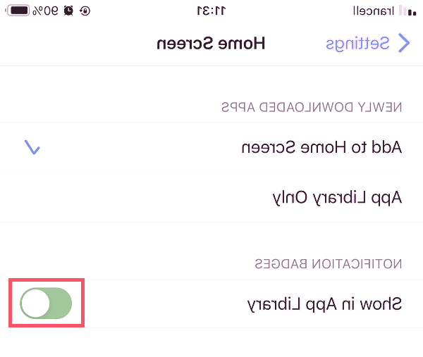 گزینه مشخص شده را فعال کنید app library