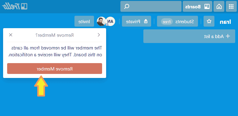 گزینه remove member را انتخاب کنید برنامه ترلو