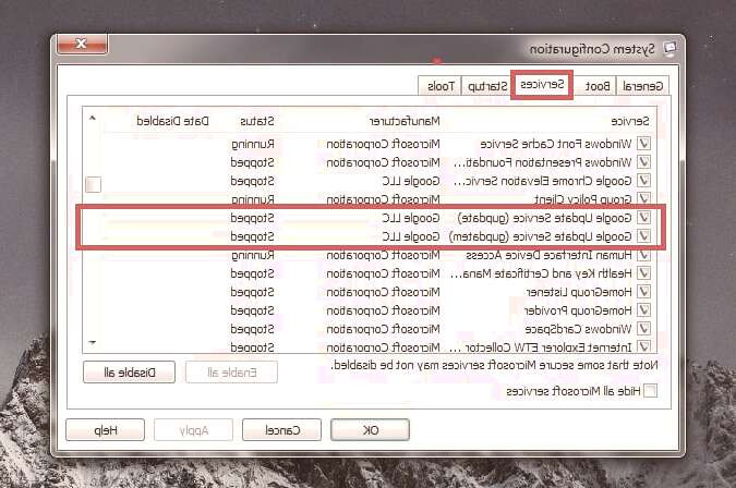 خاموش کردن آپدیت کروم ویندوز از System Configuration Utility آپدیت گوگل کروم