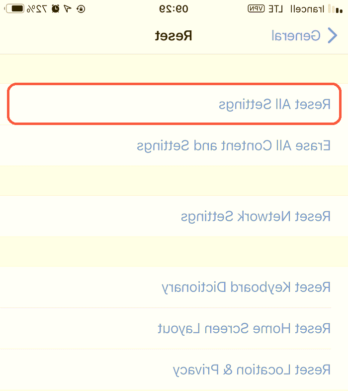 ریست کردن گوشی آیفون