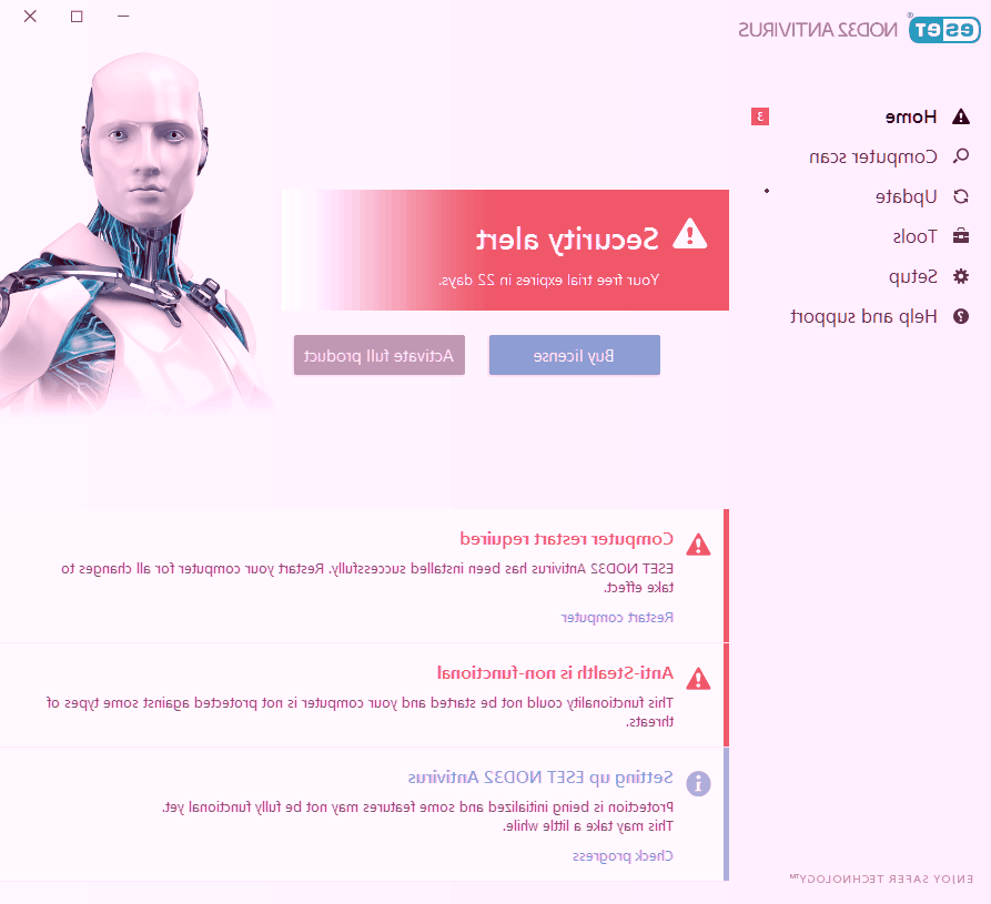 محیط کاربری آنتی ویروس نود 32 نصب آنتی ویروس نود 32