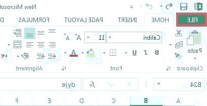 گزینه File را انتخاب کنید اکسل