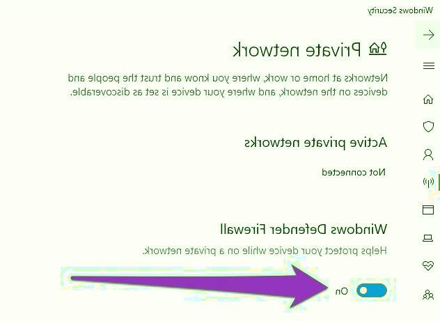 Private network را در فایروال غیر فعال کنید اینترنت