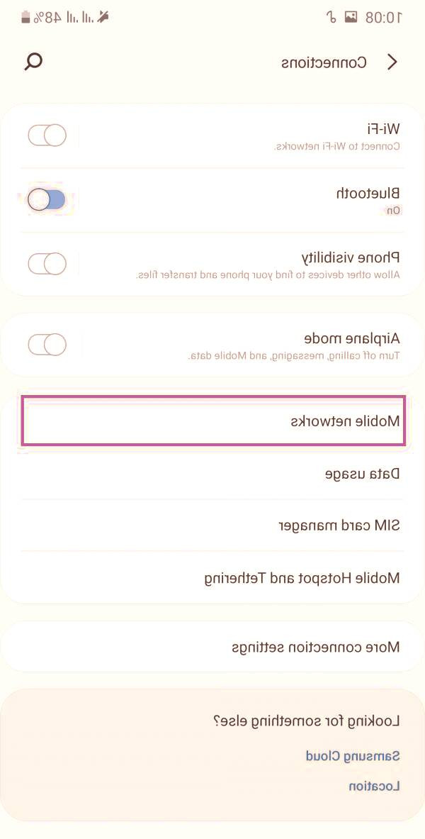 گزینه mobile nettworks را انتخاب کنید اینترنت رایتل
