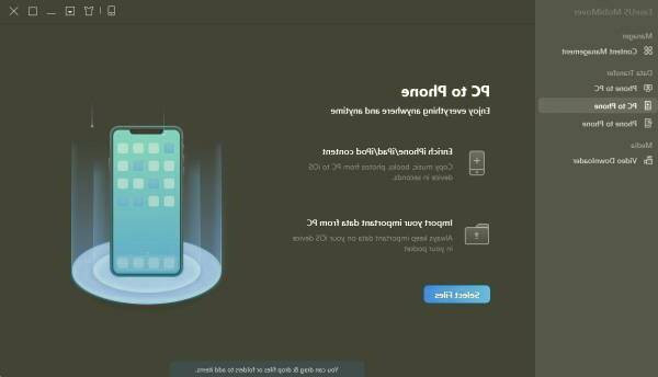 گزینه Pc to phone را انتخاب کنید انتقال فایل به آیفون