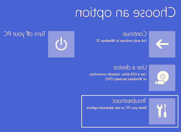گزینه troubleshoot را انتخاب کنید سیف مود در ویندوز 10
