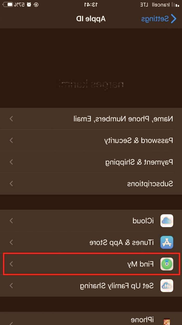 گزینه find my را انتخاب کنید پیدا کردن گوشی آیفون