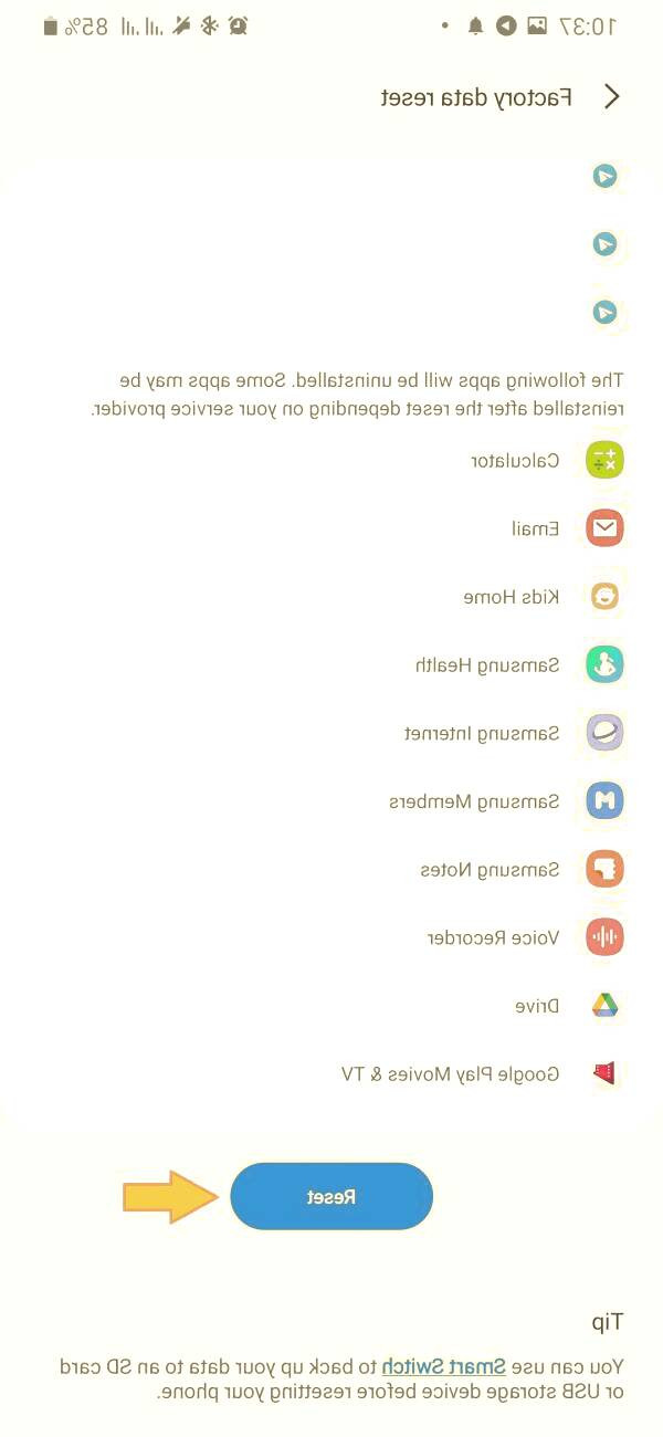 بازنشانی کارخانه سامسونگ