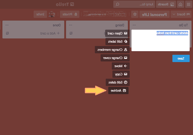 حذف کارت ترلو