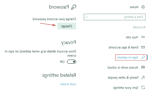 نحوه تغییر رمز ویندوز 10