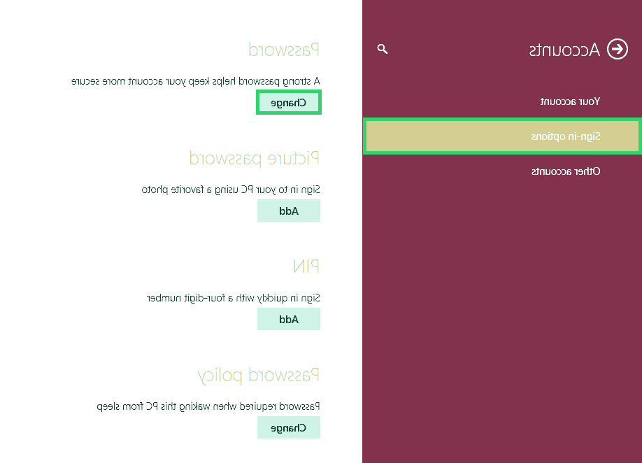 تغییر رمز ویندوز 8