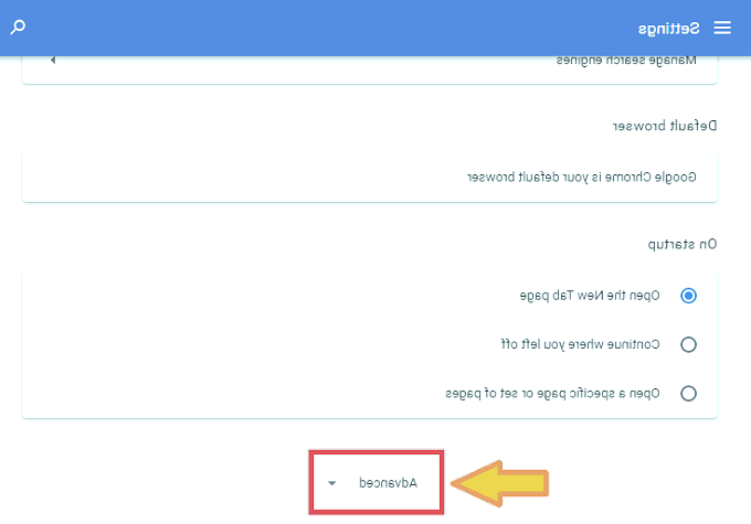 تنظیمات مرورگر کروم