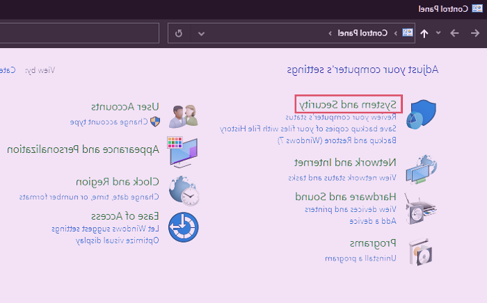 پنجره کنترل پنل