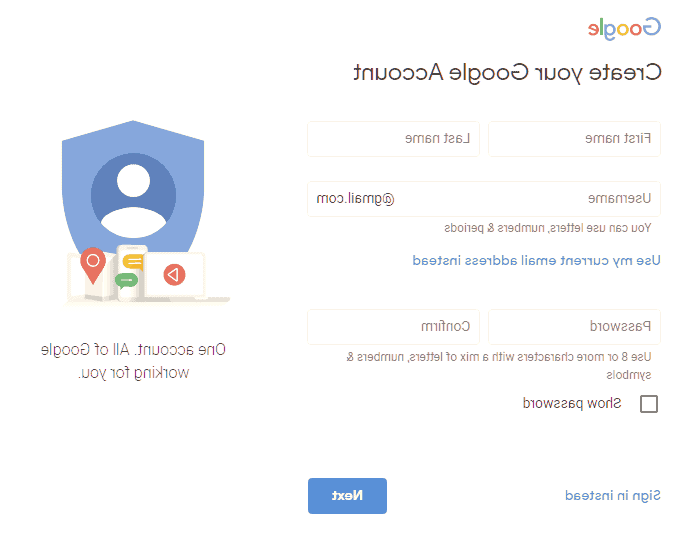 اطلاعات اصلی جیمیل