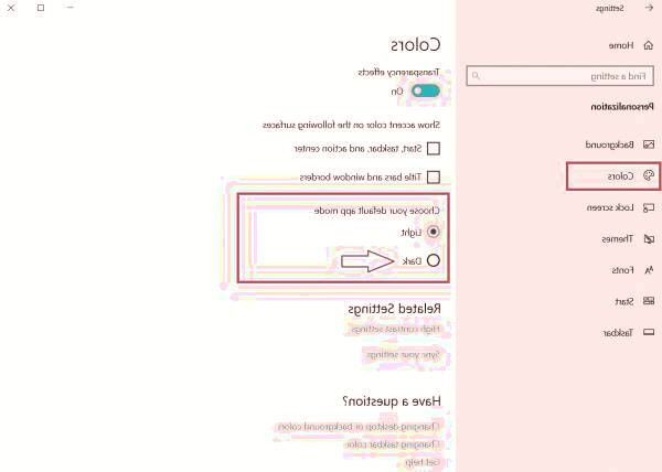 فعال کردن حالت سیاه ویندوز