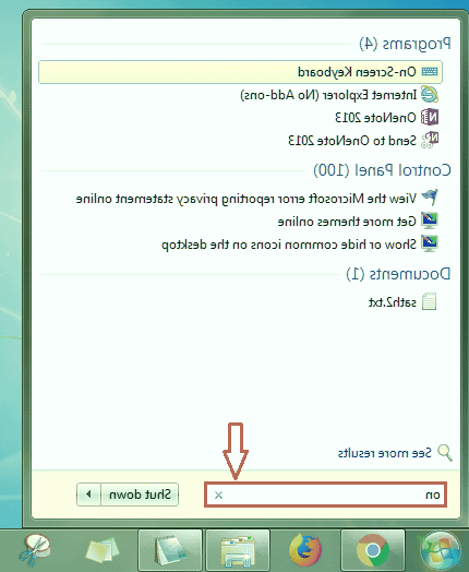 on screen keyboard را جستجو کنید کیبورد ویندوز 7