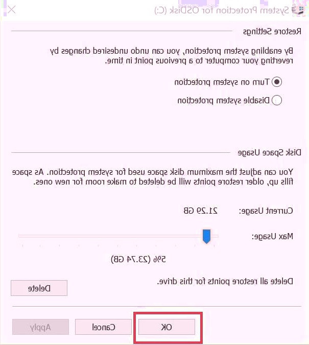 گزینه ok را انتخاب کنید پاک کردن بکاپ