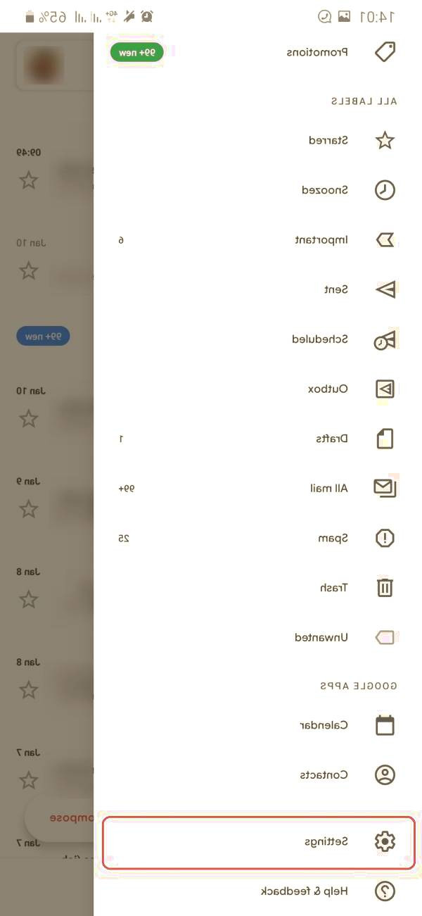 گزینه settings را انتخاب کنید نحوه تغییر زبان گوگل