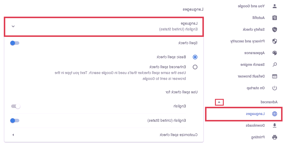 گزینه language را انتخاب کنید تغییر زبان گوگل