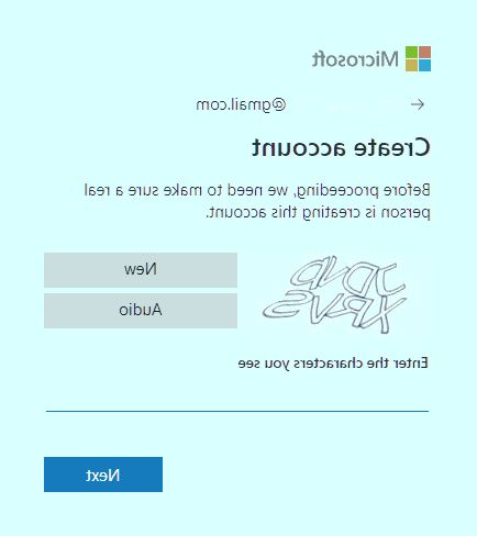 کد امنیتی را به شکل توضیح داده شده وارد کنید اکانت مایکروسافت