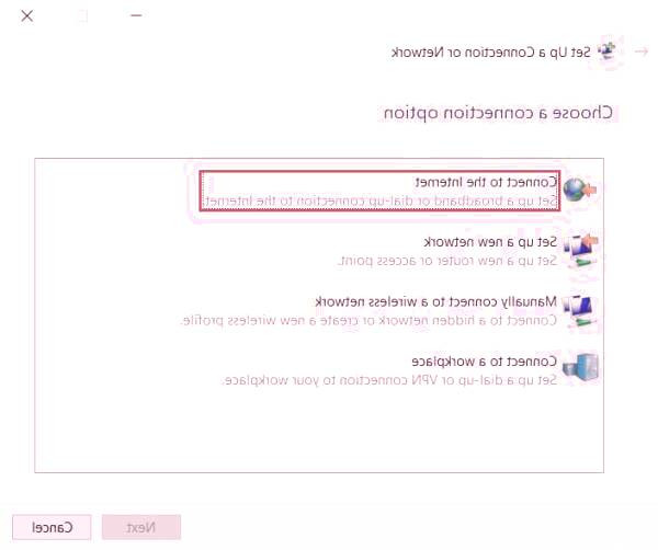 بر روی گزینه Connet to the Internet کلیک کنید کانفیگ
