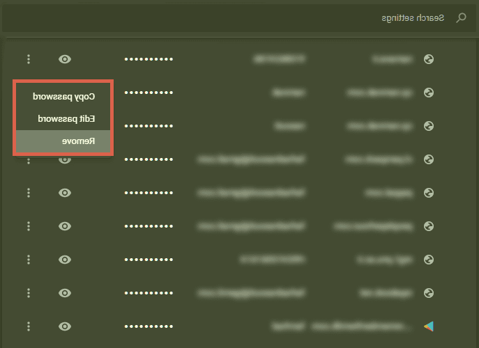 بخش مدیریت رمزهای ذخیره شده کروم رمزهای کروم