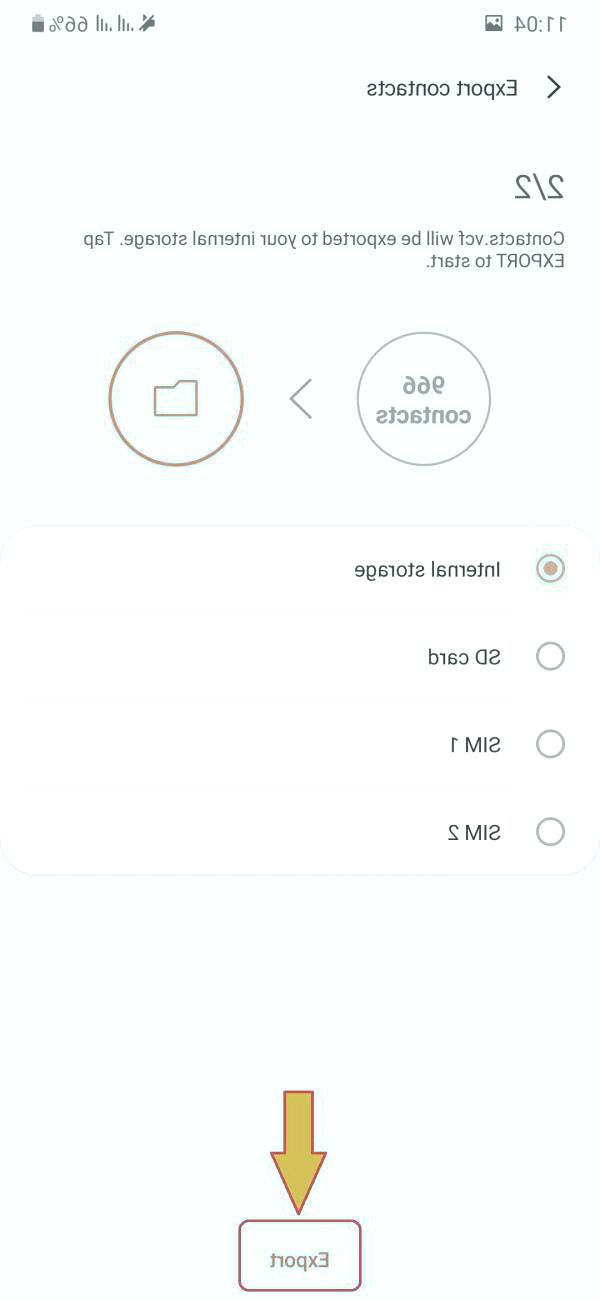 بر روی Export پائین صفحه کلیک کنید بکاپ مخاطبین