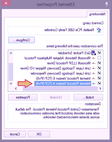 گزینه ipv4 را انتخاب کنید تنظیمات مودم