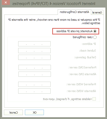 Automatic private ip address را انتخاب کنید باز نشدن صفحه تنظیمات مودم