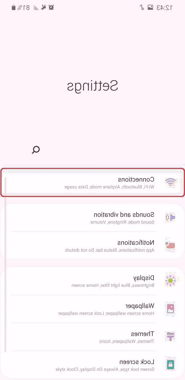 گزینه connections را انتخاب کنید وصل کردن اینترنت گوشی به لپ تاپ