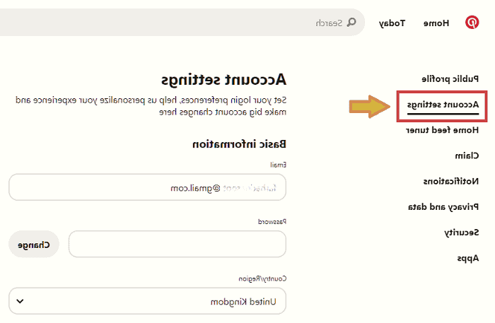تنظیمات پینترست