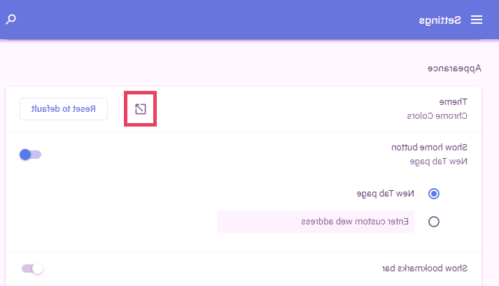 تنظیمات مرورگر کروم