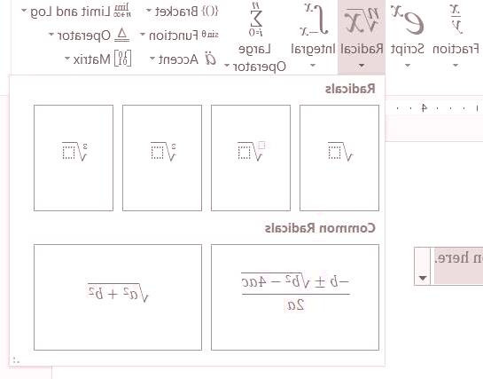 نوشتن رادیکال در ورد