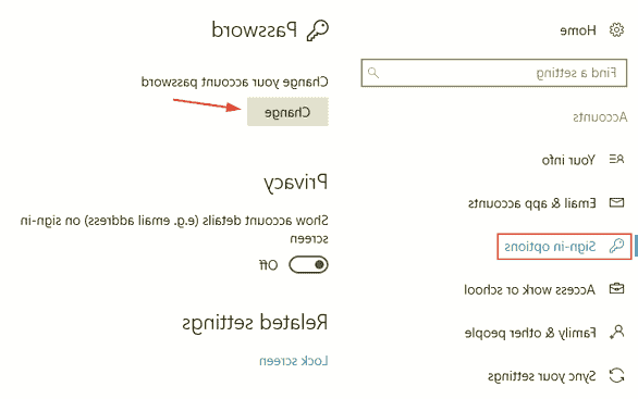 نحوه تغییر رمز ویندوز 10