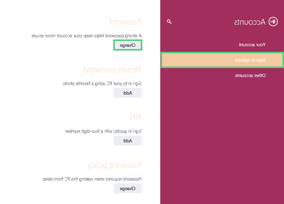 تغییر رمز ویندوز 8