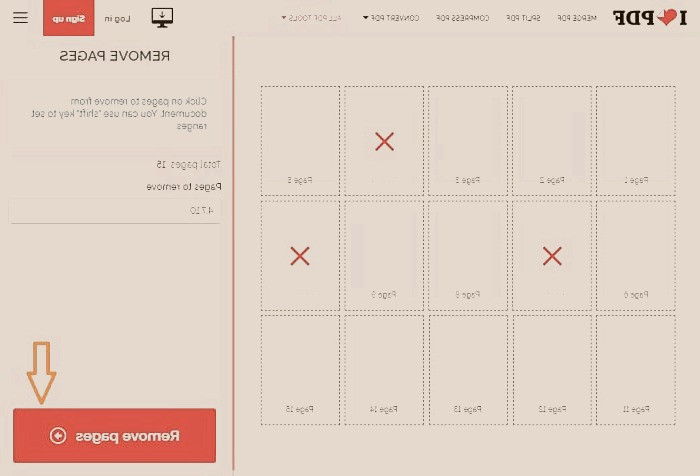 حذف صفحات pdf