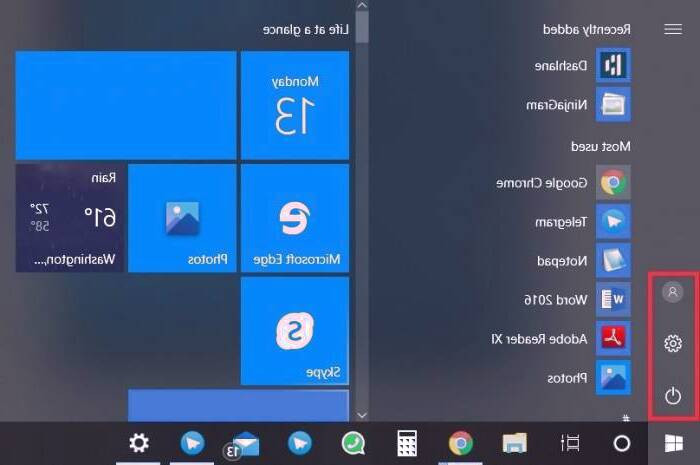منو استارت ویندوز 10