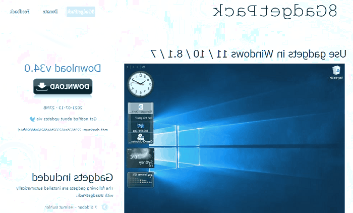 گجت ویندوز 10