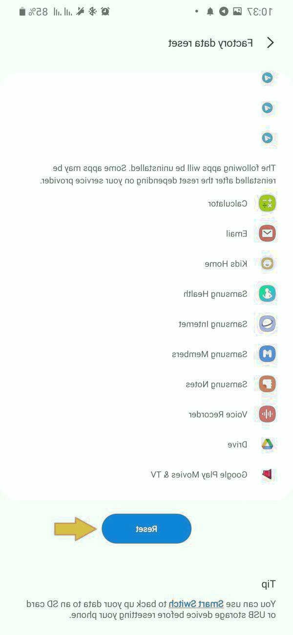 بازنشانی کارخانه سامسونگ