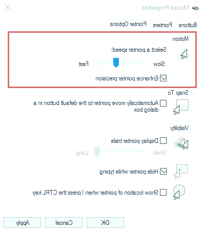 تنظیم سرعت ماوس