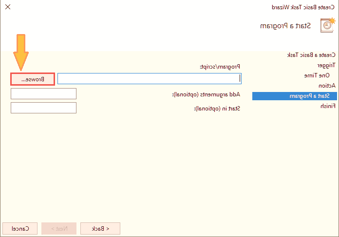 انتخاب گزینه مشخص شده در Task Scheduler ابزار Task Scheduler