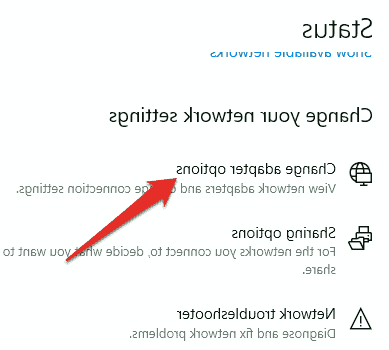 گزینه Change adapter options را انتخاب کنید ویندوز استور